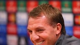 O treinador do Liverpool, Brendan Rodger, na conferência de imprensa de antevisão