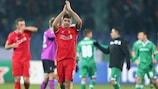 Steven Gerrard salutes the Liverpool supporters at full time
