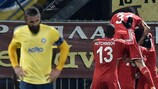 Los jugadores del Beşiktaş celebran su primer gol en Grecia