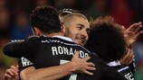 Karim Benzema festeggia con il Real Madrid