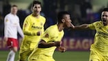 Villarreal festeja o golo inaugural apontado por Ikechukwu Uche, na primeira parte