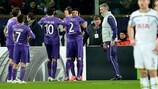 Mohamed Salah is mobbed by team-mates after scoring against Tottenham