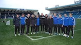 Delegates on the pitch at Kilmarnock's Rugby Park