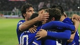 Álvaro Morata is mobbed after scoring the Juventus winner