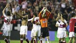 Sevilla take the applause after beating Zenit 4-1 in the 2005/06 UEFA Cup quarter-final, first leg