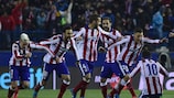 Atlético celebrate their shoot-out victory over Leverkusen