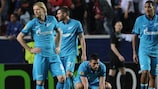 Les joueurs du Zenit déçus après leur revers 2-1 à Séville