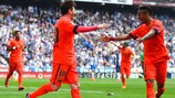Lionel Messi und Neymar, Barcelonas Torschützen, feiern das zweite Tor
