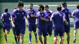 Fiorentina training on the eve of the second leg