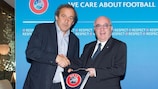 Michel Platini (left) and FIGC president Carlo Tavecchio
