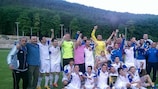 Rudar celebrate winning the 2014/15 Montenegrin First League title