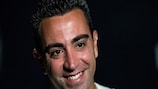 Xavi Hernández is interviewed by UEFA.com during the Barcelona media day