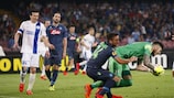 Denys Boyko collects under pressure in the first leg against Napoli