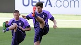 Fiorentina's Marcos Alonso in training