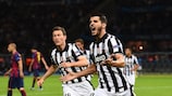 L'attaquant de la Juventus Álvaro Morata fête son but en finale