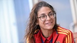 Sandra Hernández talks to UEFA.com at tournament HQ