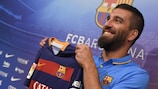 Arda Turan was presented as a Barcelona player on Friday
