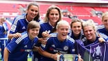 Chelsea celebrate winning the FA Women's Cup at Wembley