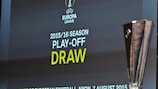 The big screen ahead of the UEFA Europa League play-off draw in Nyon