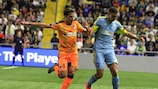 Astana goalscorer Baurzhan Dzholchiyev on the ball against APOEL