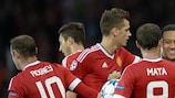 Manchester United's Memphis Depay (right) takes the plaudits after scoring his second goal