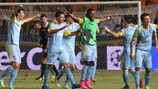 Stanimir Stoilov's Astana celebrate reaching the group stage
