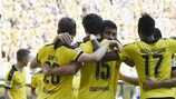 Dortmund feiert ein Bundesliga-Tor