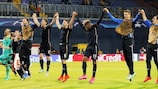 Dinamo enjoy their play-off victory against Skënderbeu