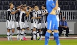 Partizan players celebrate against AZ