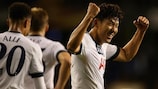 Son Heung-Min celebrates after scoring for Tottenham
