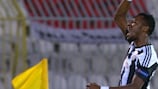 Abubakar Oumaru celebrates a goal against AZ