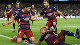Luis Suárez celebrates his winner for Barcelona