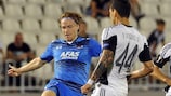 AZ's Guus Hupperts on the attack against Partizan on matchday one