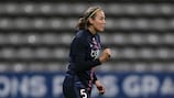 Sabrina Delannoy after scoring the first of Paris's nine goals against Olimpia Cluj