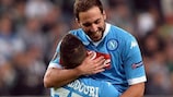 Gonzalo Higuaín celebrates after doubling Napoli's advantage at Legia