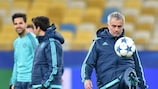 José Mourinho in training for Chelsea's game in Kyiv