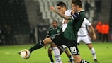 PAOK's Ricardo Costa competes with Krasnodar forward Fedor Smolov on matchday three