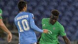 Lazio's Felipe Anderson puts St-Étienne defender Moustapha Sall under pressure