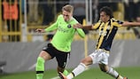 Ajax's Viktor Fischer is challenged by Fenerbahçe midfielder Lazar Marković on matchday three