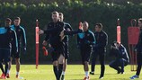 L'allenamento dei giocatori dell'Arsenal in vista della sfida contro la Dinamo
