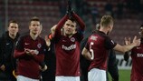 Sparta Praha players celebrate a group stage win