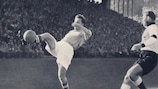 Werner Otto (left) in action for Saarland in a FIFA World Cup qualifier against West Germany in Stuttgart in 1953