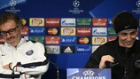 Laurent Blanc e David Luiz bem-dispostos na conferência de imprensa de segunda-feira