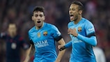 Neymar celebrates after putting Barcelona 2-0 up against Athletic