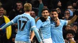 Manchester City celebrate victory against Everton