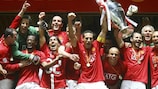 El Manchester United con el título de la UEFA Champions League en 2008