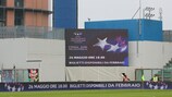 La pubblicità della vendita dei biglietti durante una partita del Sassuolo allo Stadio Città del Tricolore