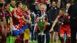 Jupp Heynckes celebrates with the UEFA Champions League trophy in 2013