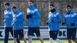 Les joueurs de La Gantoise à l'entraînement avant de rencontrer Wolfsburg