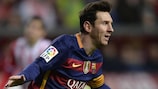 Lionel Messi fête un de ses deux buts de la soirée.